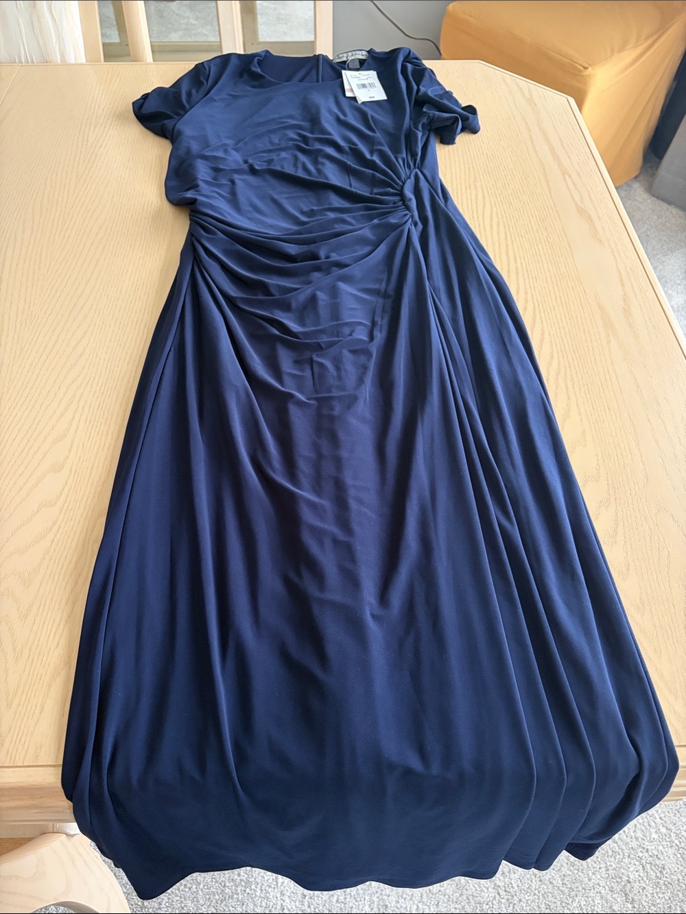 Danny & Nicole Navy Ruched-Detail Maxi Dress